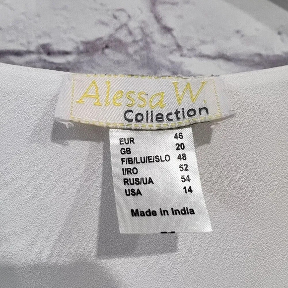 Alessa W Collection Layered V Neck Short Sleeve Blouse Size 14 Business Casual - Picture 7 of 10